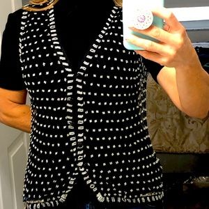 Vintage black crochet pearl beaded vest